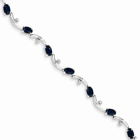 14K White Gold Diamond and Sapphire Gemstone Bracelet