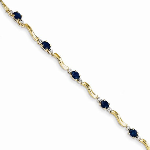 14K Yellow Gold Diamond and Sapphire Bracelet