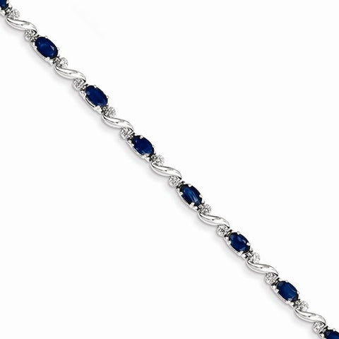 14K White Gold Diamond and Sapphire Bracelet