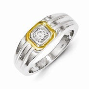 14k Two-tone Diamond Men's Ring