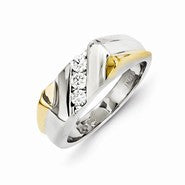 14k Two-tone Gold Diamond Mens Ring