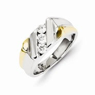 14k Two-tone Gold Diamond Mens Ring