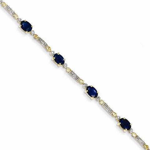 14K Yellow Gold Diamond and Sapphire Bracelet