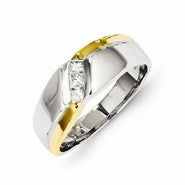 14k Two-tone Diamond Mens Ring