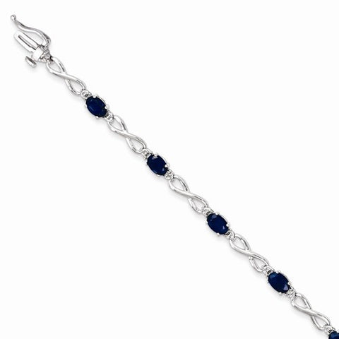14K White Gold Diamond and Sapphire Bracelet