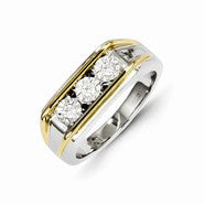 14k Two-tone Gold Diamond Mens Ring