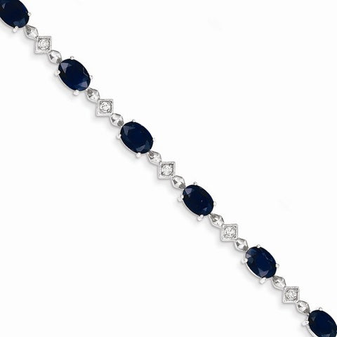 14K White Gold Diamond and Sapphire Bracelet