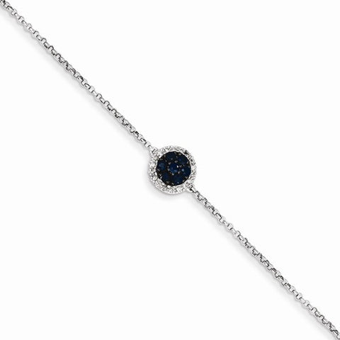 14K White Gold Diamond & Sapphire with Circle Bracelet