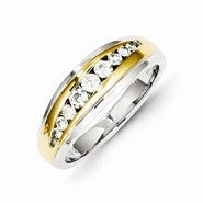14k Two-tone Gold Diamond Mens Ring