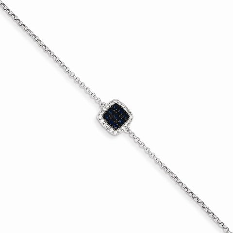 14K White Gold Diamond & Sapphire with Square Bracelet
