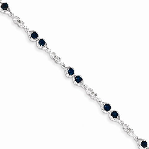 14K White Gold Diamond & Sapphire Bracelet