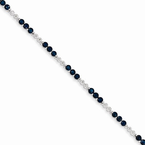 14K White Gold Diamond & Sapphire Bracelet