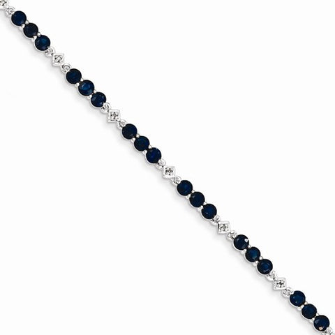 14K White Gold Diamond & Sapphire Bracelet