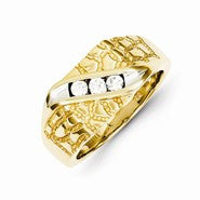 14k Yellow Gold Diamond Mens Ring