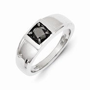 14k White Gold Black Diamond Mens Ring