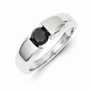 14k White Gold Black Diamond Mens Ring
