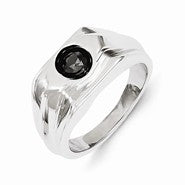 14k White Gold Black Diamond Mens Ring