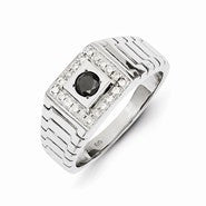 14k White Gold Black and White Diamond Men's Ring