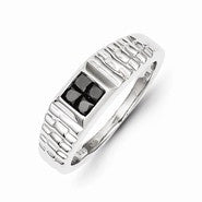 14k White Gold Black Diamond Mens Ring