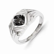 14k White Gold Black Diamond Mens Ring