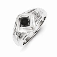 14k White Gold Black Diamond Mens Ring