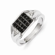 14k White Gold Black and White Diamond Men's Ring