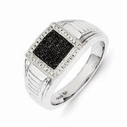 14k White Gold Black and White Diamond Men's Ring