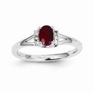 14k White Gold Diamond & Ruby Ring
