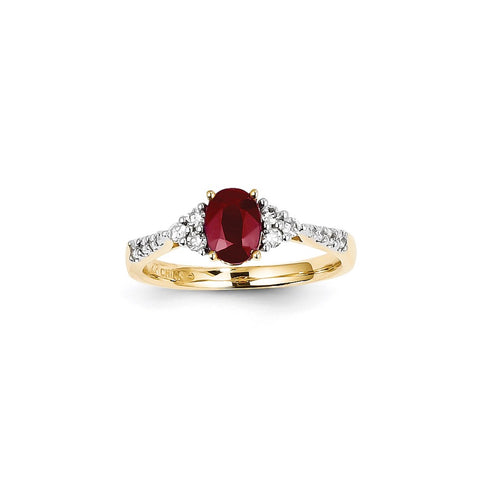 14k Yellow Gold Diamond & Ruby Ring