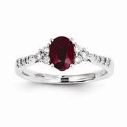 14k White Gold Diamond & Ruby Ring