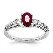 14k White Gold Diamond & Ruby Ring