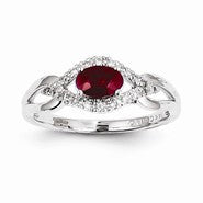 14k White Gold Diamond & Ruby Ring