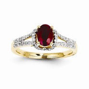 14k Yellow Gold Diamond & Ruby Ring