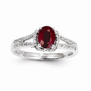 14k White Gold Diamond & Ruby Ring