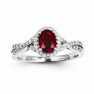 14k White Gold Diamond & Ruby Ring