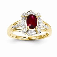 14k Yellow Gold Diamond & Ruby Ring