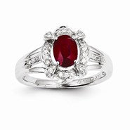 14k White Gold Diamond & Ruby Ring