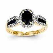 14k Yellow Gold Diamond & Sapphire Ring