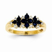 14k Yellow Gold Diamond & Sapphire Ring
