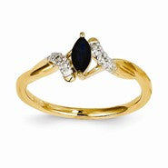 14k Yellow Gold Diamond & Sapphire Ring