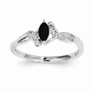 14k White Gold Diamond & Sapphire Ring