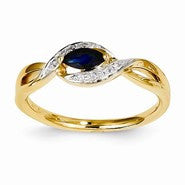 14k Yellow Gold Diamond & Sapphire Ring
