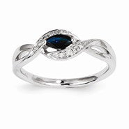 14k White Gold Diamond & Sapphire Ring