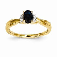 14k Yellow Gold Diamond & Sapphire Ring