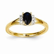 14k Yellow Gold Diamond & Sapphire Ring