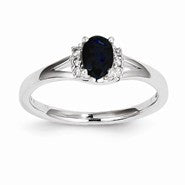 14k White Gold Diamond & Sapphire Ring