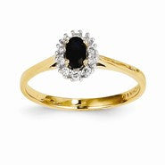 14k Yellow Gold Diamond & Sapphire Ring