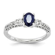 14k White Gold Diamond & Sapphire Ring