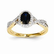 14k Yellow Gold Diamond & Sapphire Ring