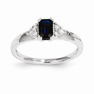 14k White Gold Diamond & Sapphire Ring